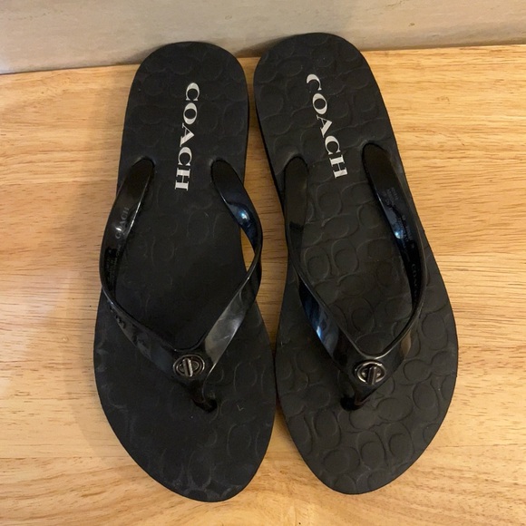 Coach Abbigail Black Women's TurnLock Logo Flip-Flop - Picture 2 of 8